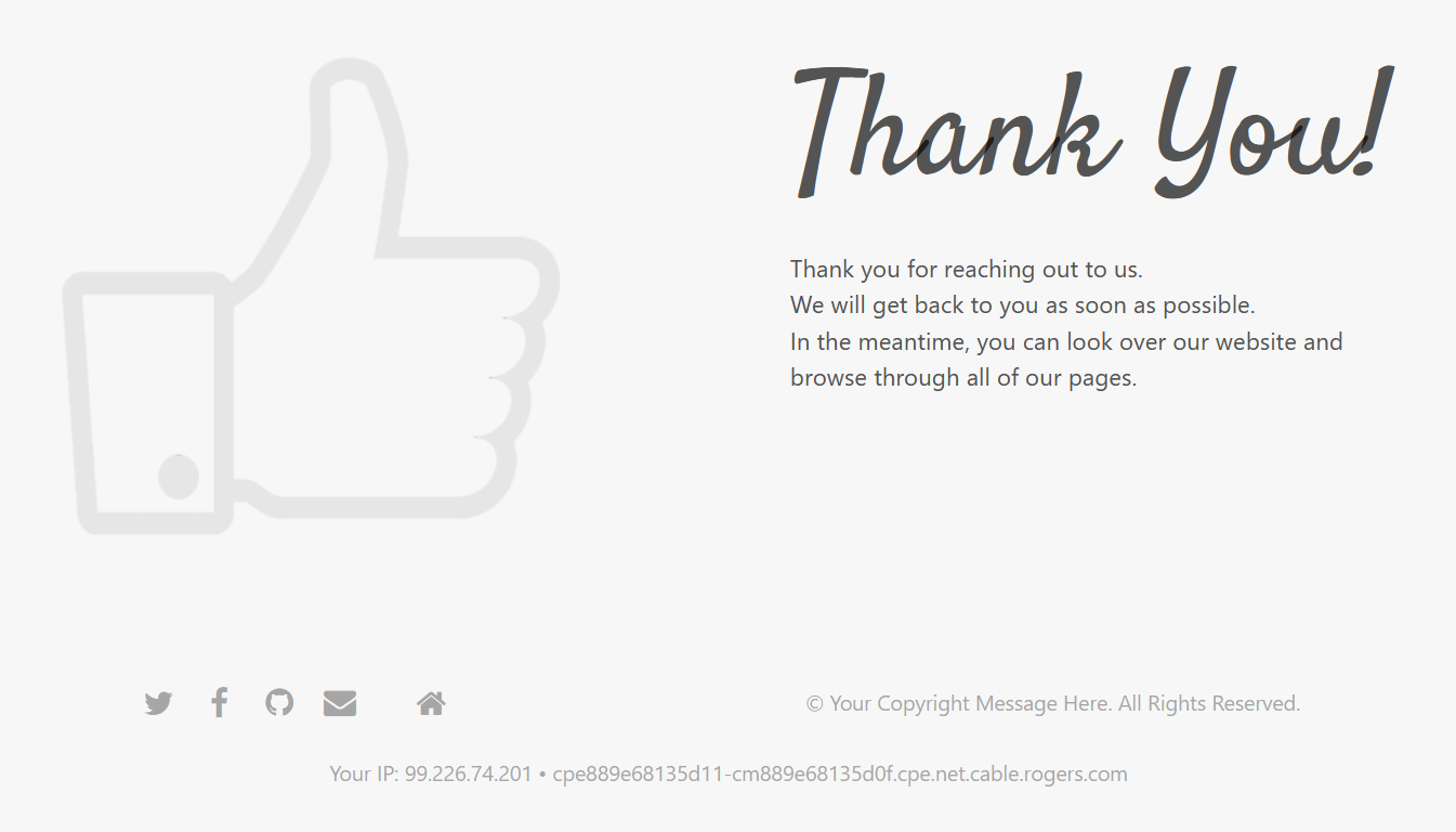 Thank You page